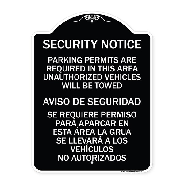 Parking Permits Are Required in This Area Unauthorized Vehicles Will Be Towed Aviso, BW-1824-22969